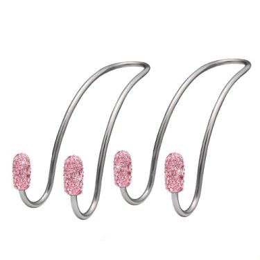 Imagem de MINGZAIQIPEI Decorações de gancho de encosto de cabeça de carro, 2 peças de ganchos brilhantes, ganchos inoxidáveis cabides de carro e suporte de banco traseiro durável, armazenamento universal (rosa)