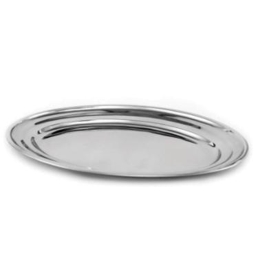 Imagem de Bandeja Decorativa Oval 56x40cm Aço Inox Design Moderno super saldão.