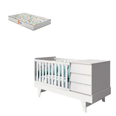 Imagem de Berço Americano Multifuncional Prince Branco Acetinado com Colchão Gazin – Reller
