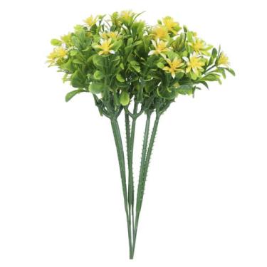 Imagem de Folhagem pick flor mini 5 hastes amarelo E verde 19cm