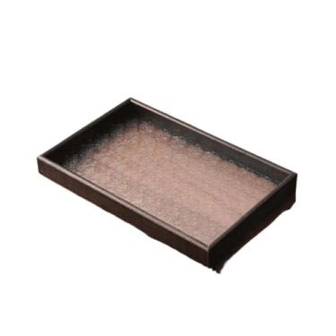 Imagem de Bandeja de serviço Bandeja de flores de begônia vintage Bandeja de madeira para dim sum Bandeja retangular para copos Prato de jantar leve e luxuoso Prato de frutas secas Bandeja decorativa