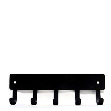 Imagem de Porta-chaves liso de 23 cm e gancho de medalha esportiva | Cor: Preto com 5 ganchos - Feito nos EUA