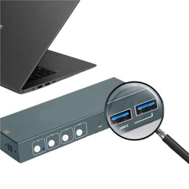 Imagem de YXX7XY HDMI KVM 4x1 2x1 2x2 Switch USB 2.0/3.0 teclado mouse impressora compartilhando 4 dispositivos 4K @30Hz/60Hz (tecla de atalho 2 em 1 out)