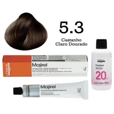 Imagem de Coloração Majirel 5.3 Castanho Claro Dourado + Emulsão Oxi 20 Vol. 75m