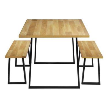 Imagem de Conjunto De Jardim 3 Pecas Madeira Mesa E 2 Bancos - Just Home Collect