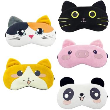 Imagem de Kit 10 Máscaras de Dormir Relaxante para os Olhos com Gel Térmico para Compressa Fria e Quente Reduz Olheiras Gatinho Rosa Laço Cansaço (2x11-2x12-2x13-2x14-2x15)