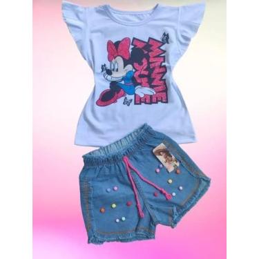 Imagem de Conjunto jeans minnie luxo. - MC MODA KIDS, M VESTE 4/6 ANOS.