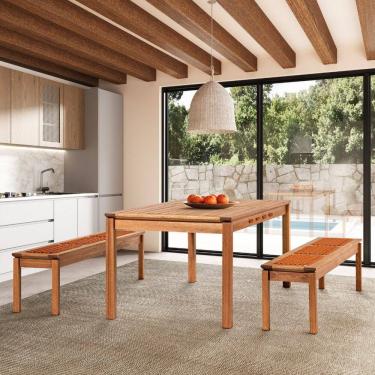 Imagem de Banco em Madeira 180x37cm Linha Traço Stain Jatobá/Ocre laranja