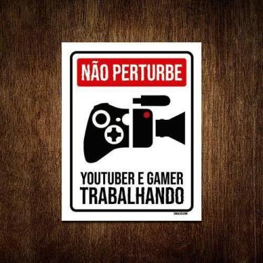 Imagem de Kit 10 Placas Decorativa Youtuber Gamer Trabalhando Xb - Sinalizo.Com