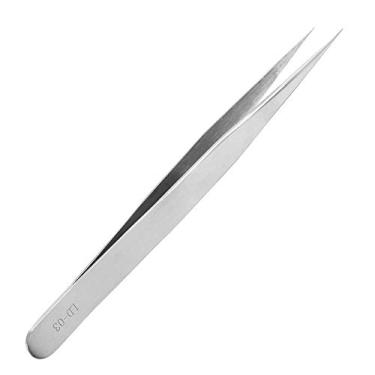 Imagem de Tweezers Tweezers de Cílios EyeLashes Enxerto de PinçAs de Pinça Falsa Ferramenta de Colheita de Aço Inoxidável Com Cabeça Curva Reta para As Unhas Jóias (Silver Straight