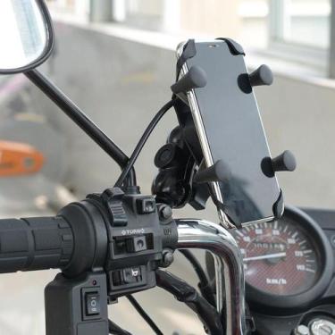Imagem de Suporte Gps Celular Moto Universal Com Carregador Guidão Nf - NoBrand