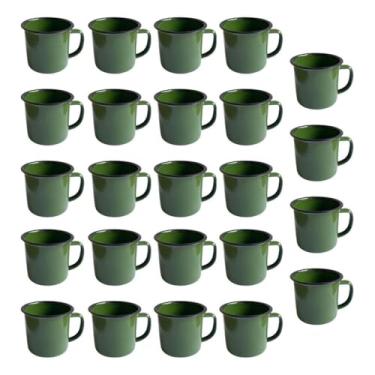 Imagem de Kit 12 Canecas Esmaltada Verde Pequena Mini 80ml Chá Café