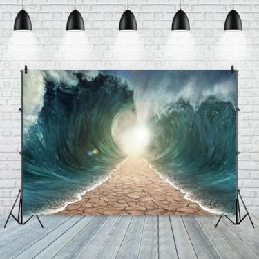 Imagem de Leowefowa 3 x 2,4 m Vinil Moisés Dividido Caminho do Mar Pano de Fundo Judaísmo Igreja Cristã Católica Religião Fotografia Fundo Deus Abençoe Jesus, Decorações de Festa de Páscoa, Adereços de estúdio