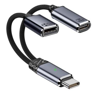 Imagem de AMAKE Adaptador USB C para USB OTG, distribuidor USB-C 2 em 1, carregamento rápido de 100 W, adequado para iPhone 15/15 Pro Max, MacBook Pro Air, Galaxy S24, Pixel 7