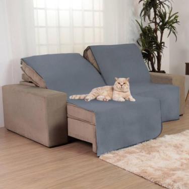 Imagem de Manta Capa Protetora Para Sofá Retrátil Anti Arranhão Gato 2,40m Cinza