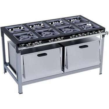 Imagem de Fogão Industrial Stori Premium 8 Bocas 30x30 Com 2 Fornos M20 Metalmaq Fogão Baixa Pressão Pintado