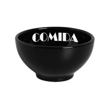 Imagem de Kit Comedouro Preto/Branco Suporte Médio - Cerâmica Regina