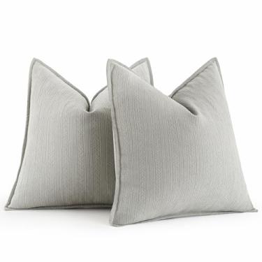 Imagem de MIULEE Pacote com 2 fronhas decorativas cinza 50,8 x 50,8 cm, almofadas macias de chenille, capas de almofada de fazenda com design elegante para decoração de casa, sofá, quarto, sala de estar