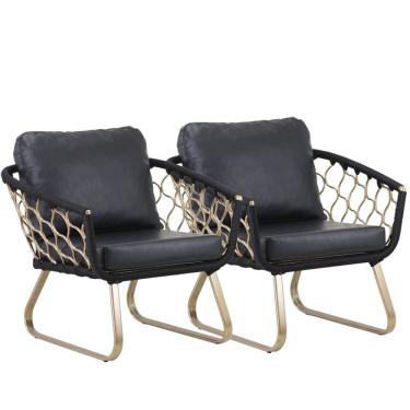 Imagem de 2 Poltronas Milão da Náutica Trama Original Alumínio , Externa Preto Acapulco