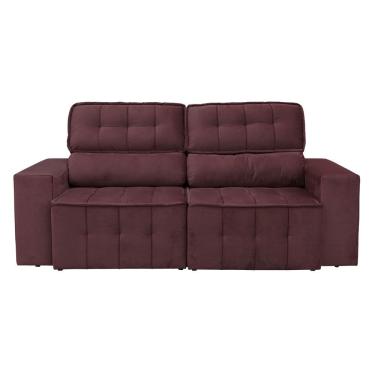 Imagem de Sofá 4 Lugares Falconi Com Assento Retrátil E Encosto Reclinável 219 Cm Luizzi Malbec