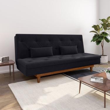 Imagem de Sofá Cama 3 Lugares Em Suede Tokio Yescasa Preto/mel