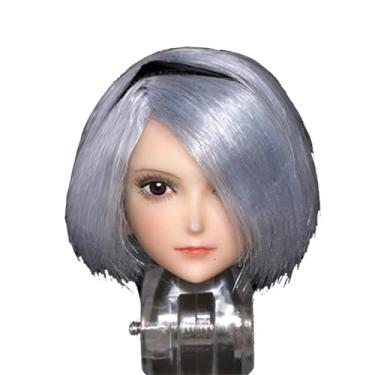 Imagem de RoofWorld 1/12 Scale Female Head Sculpt,6inch Figure Doll Accessories Anime Girl Eye Mask Pale Skin PVC Soldier Head Carving Model Fit 6''Miniature Action Figure Body