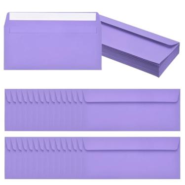 Imagem de PATIKIL Pacote com 60 envelopes de negócios roxo escuro nº 10, envelopes coloridos autoselados tamanho carta para convites de escritório de correspondência, 10 x 23 cm