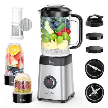 Imagem de sangcon Liquidificadores Para Cozinha - Liquidificador De Smoothie Pessoal Cozinha, Shakes E Smoothies, Moagem Mais, Jarra 40 Oz, Copo 17 Oz Com Tampa Viagem