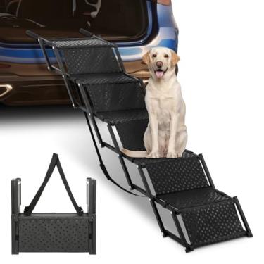 Imagem de LEIBOU Escadas Para Cães Carros, Rampas Dobráveis Portáteis Animais De Estimação, Suvs, Caminhões, Rampa Leve Grandes Com Superfície Antiderrapante, Degraus Reforçados Que Suportam Até 90 Kg, 5