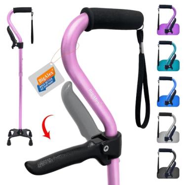 Imagem de BigAlex Bengala Bigalex, Quadrada Ajustável Com Base De 4 Pontas Para Idosos, Alça Elevação Dobrável, Acolchoamento Espuma Homens, Mulheres E Idosos