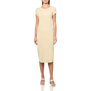 Imagem de BOSS Vestido feminino Elira de algodão canelado, Areia macia, G