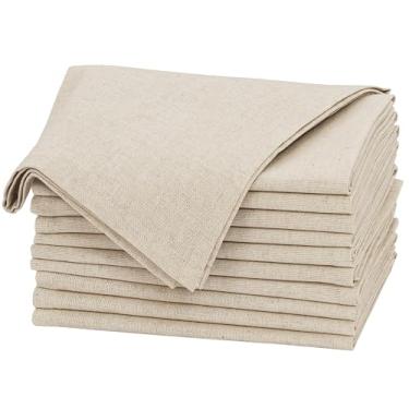Imagem de RUVANTI Conjunto De 12 Guardanapos Linho Ruvanti, 18X18, Pano, Mistura Algodão, Laváveis, Macios, Reutilizáveis Para Jantar, Casamento, Festas, Natal, Ação Graças, Uso Diário - Natural