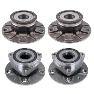 Imagem de TRQ Conjunto de rolamentos de cubo de roda dianteiro e traseiro compatível com 15-20 A3 17-18 A3 Sportback e-tron 16-20 Golf 17 Golf R 16-19 Golf SportWagen 15-21 GTI 19-21 Jetta