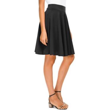 Imagem de Saia midi Urban CoCo versátil, elástica, larga, preta, feminina