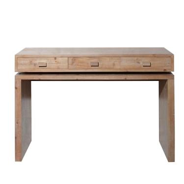 Imagem de Mesa de console de madeira rústica com 3 gavetas, mesa de entrada de 119 cm com gavetas, mesa de console de madeira para entrada, corredor, escritório