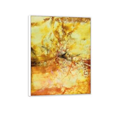 Imagem de MUHJDYC Zao Wou-ki Pintura famosa abstrata - tela de arte - arte de parede para sala de estar - reprodução de impressões (25,11) 20x25cm-8x10in moldura branca