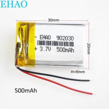 Imagem de Bateria 3.7v 500 Mah 9mm X20mm X30mm 2 Fios 902030 - bgb