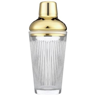 Imagem de FayuuGem Coqueteleira de vidro, coqueteleira de martini com coador para bares, uísque, coquetéis, 500 ml (ouro)
