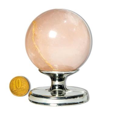 Imagem de 01 Esfera Quartzo Rosa Natural 300 a 400g 6 a 7cm Classe C - Cristaisd