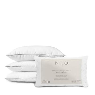 Imagem de Travesseiro Toque de Pluma Neo Prime Ecopluma Percal Algodão 233 fios para fronhas 50x90cm Conforto Hotel Antialérgico Lavável Camesa