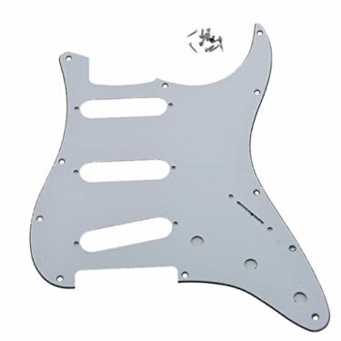 Imagem de Dopro Ponte de proteção de guitarra branca com 3 pregas 11 furos, estilo Strat, invertida para Fender Jimi Hendrix Stratocaster