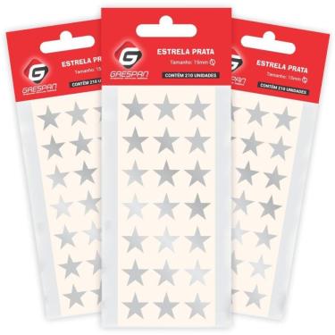 Imagem de Etiqueta Lisa Estrelinha Prata com 210 Etiquetas - Grespan
