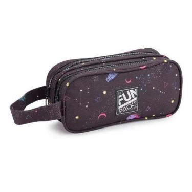Imagem de Estojo Escolar Feminino Duplo Galáxia Tarô Preto Violeta - Seanite, Pr