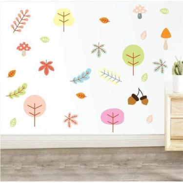 Imagem de Adesivo de Parede Padrões Folhas Natureza colorida - RA PERSONALIZE
