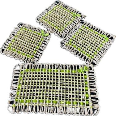 Imagem de Kit 4 Peças Descanso De Panela Esteira Sisal Verde Neon