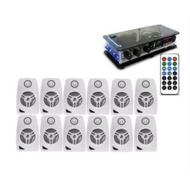 Imagem de Kit Som Ambiente Slim Bt+ 12 Caixas Brancas 55w Casa Sala - ORION
