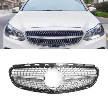 Imagem de Grade de para-choque de carro tiras decorativas kit de corpo grade de corrida grade de para-choque dianteiro para E-Class W212 2013-2015 exterior (preto)