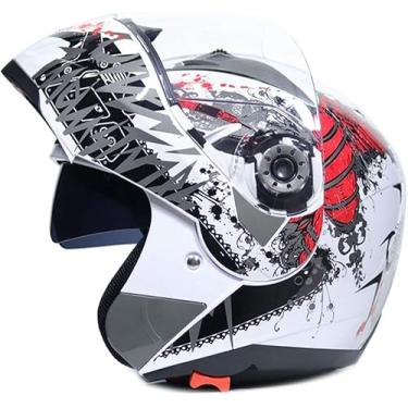 Imagem de Capacete De Motocicleta Modular Leve Flip Up Roof Capacete De Motocicleta Lente Dupla Racing Off Road Capacete, CC01, XL-Suitable for head circumference/61-62cm