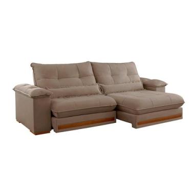 Imagem de Sofá 3 Lugares Retrátil e Reclinável Qatar Veludo Marrom 200 cm - Mode