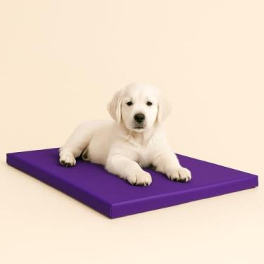 Imagem de Colchonete Impermeável para Cães, 70x50cm, Espuma Compacta, Capa Removível, Multicolorido, Uso Interno e Externo (Roxo)